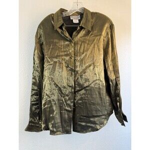 Stonebridge Gold Long Sleeve Button Up Brass Buttons Shirt Women's Large